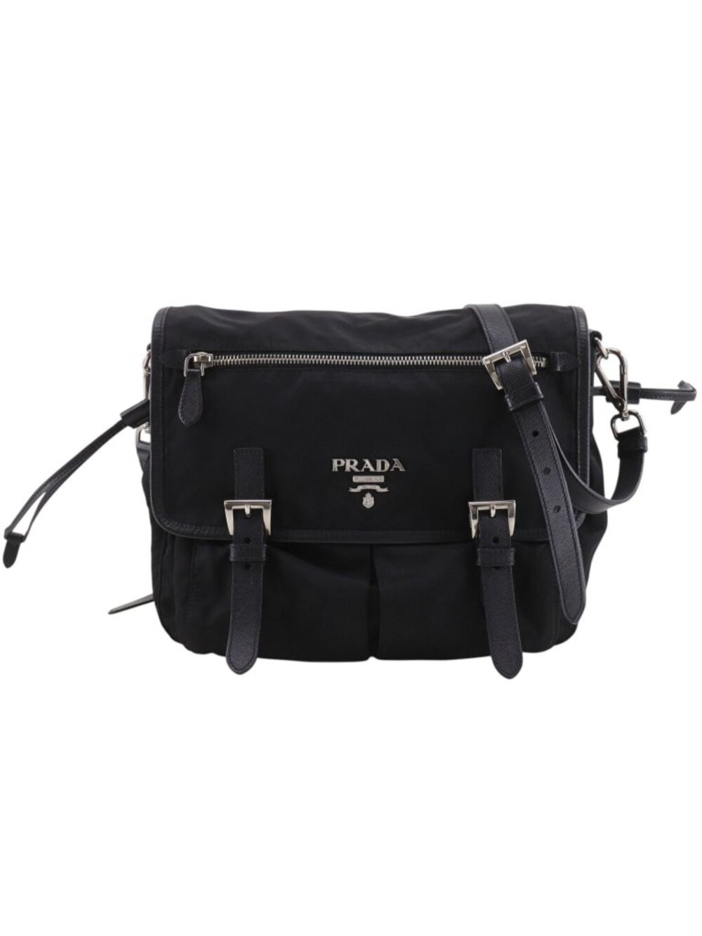 Prada Logo Nylon Black Shoulder Bag